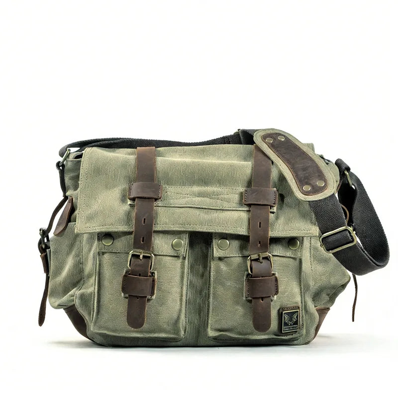 Vintage Canvas & Leather Messenger Bag