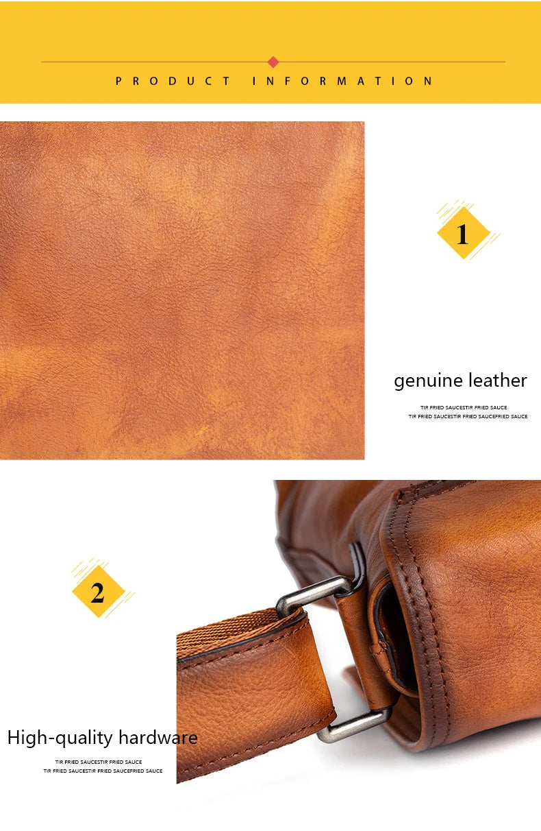 Men's Genuine Leather Briefcase – Large Capacity Shoulder Messenger Bag