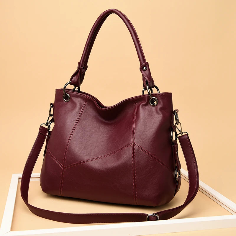 Slouchy Leather 2 way bag-Top Handles + Detachable Strap