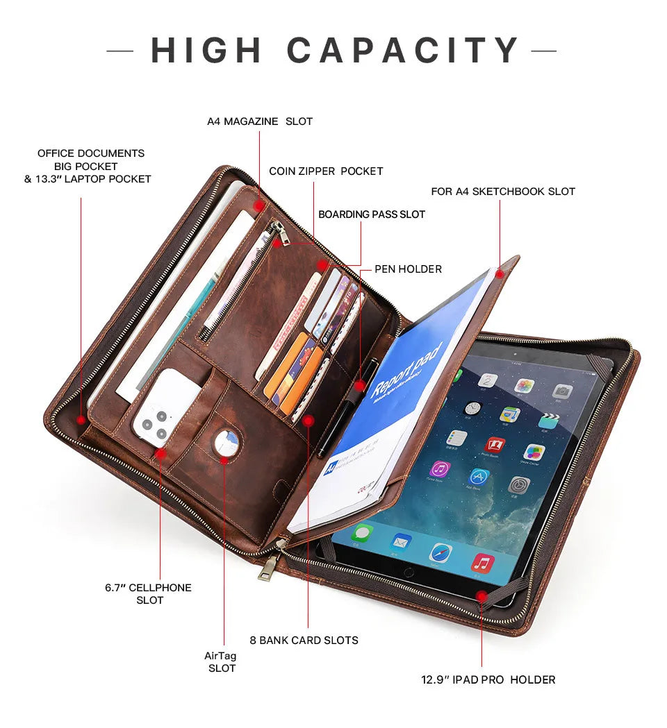 Northbound Leather Portfolio Briefcase — Document Organiser & Travel Folio