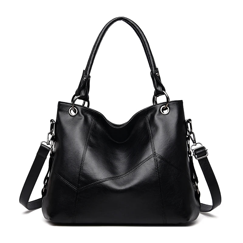 Slouchy Leather 2 way bag-Top Handles + Detachable Strap