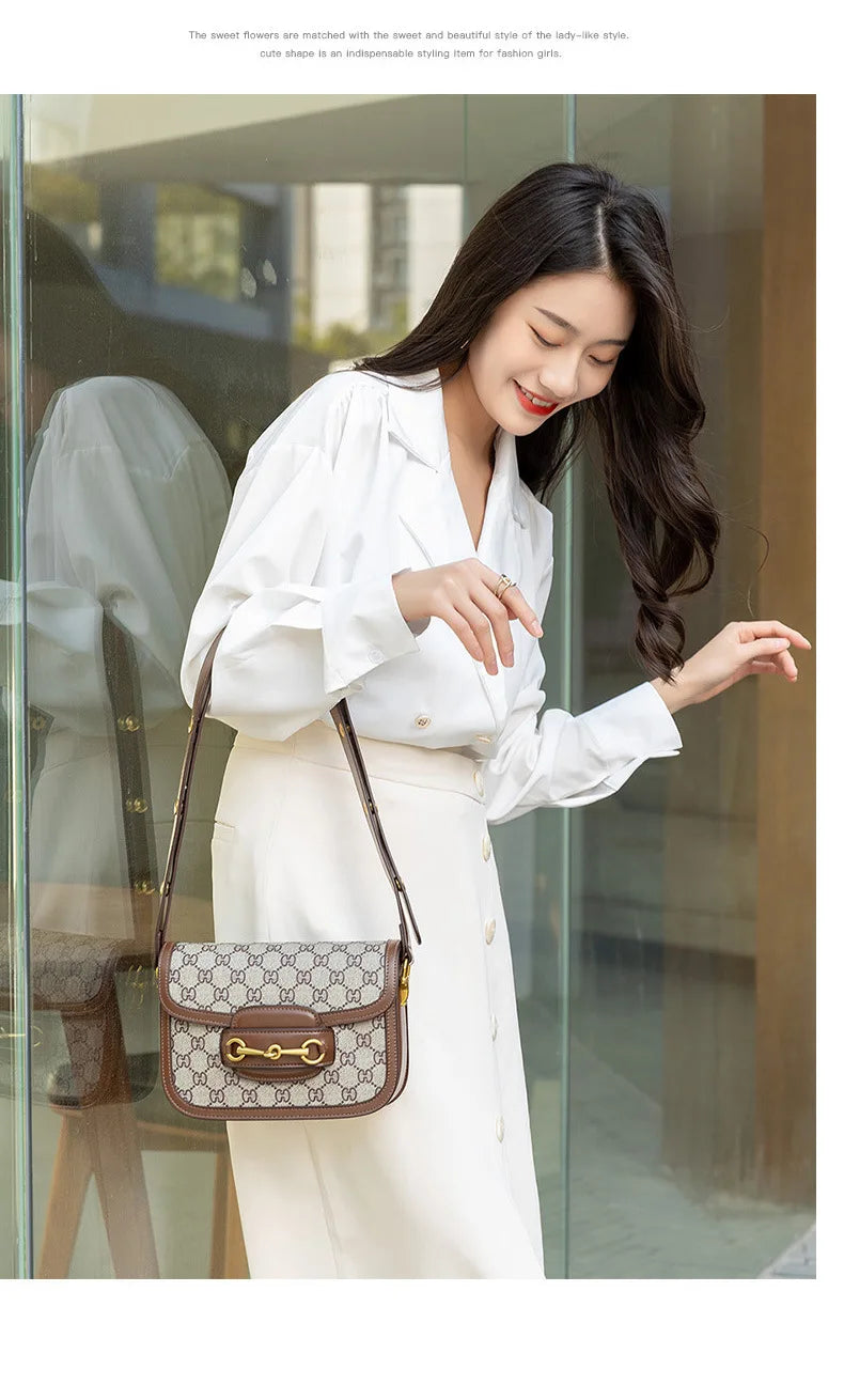 Women's Genuine Leather Saddle Bag – Crossbody Shoulder Bag