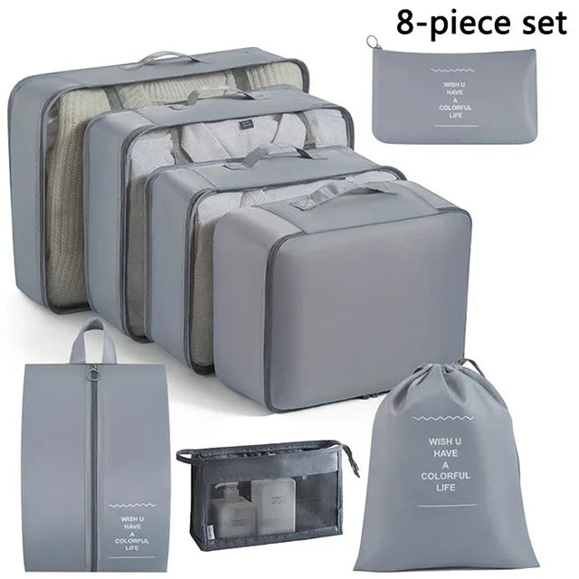 Travel Storage Bags Set – Clothes, Toiletries & Shoes Packing Organisers