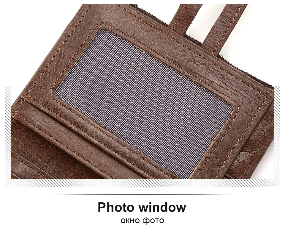RFID Leather Bifold Wallet — Zip Coin Pocket for Men & Women