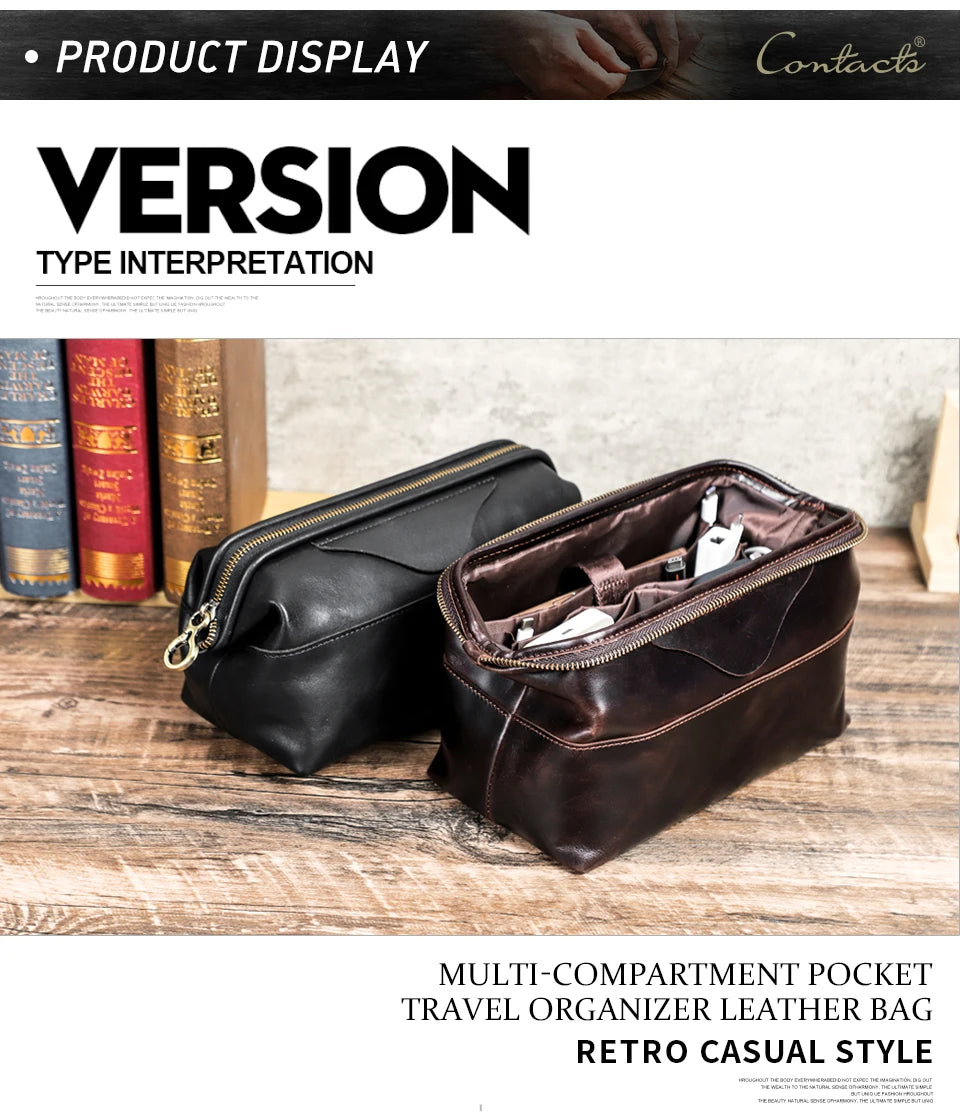 Northbound Travel Tech Clutch — Genuine Leather Cable & Accessory Organiser