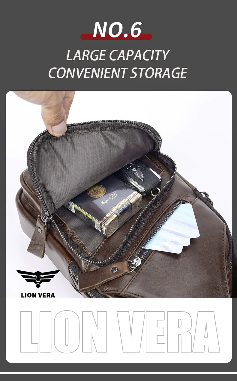 Genuine Leather Chest Bag — Anti-Theft Retro Crossbody Sling