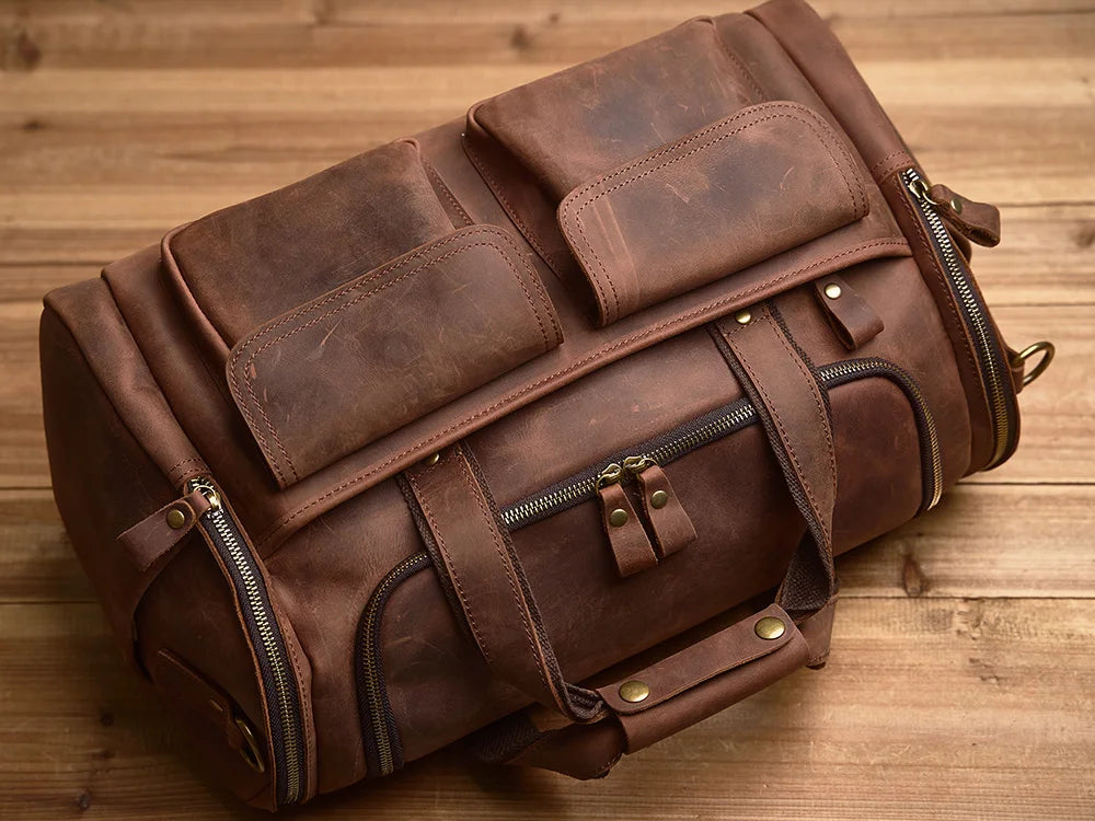 Vintage Leather Travel Messenger Bag