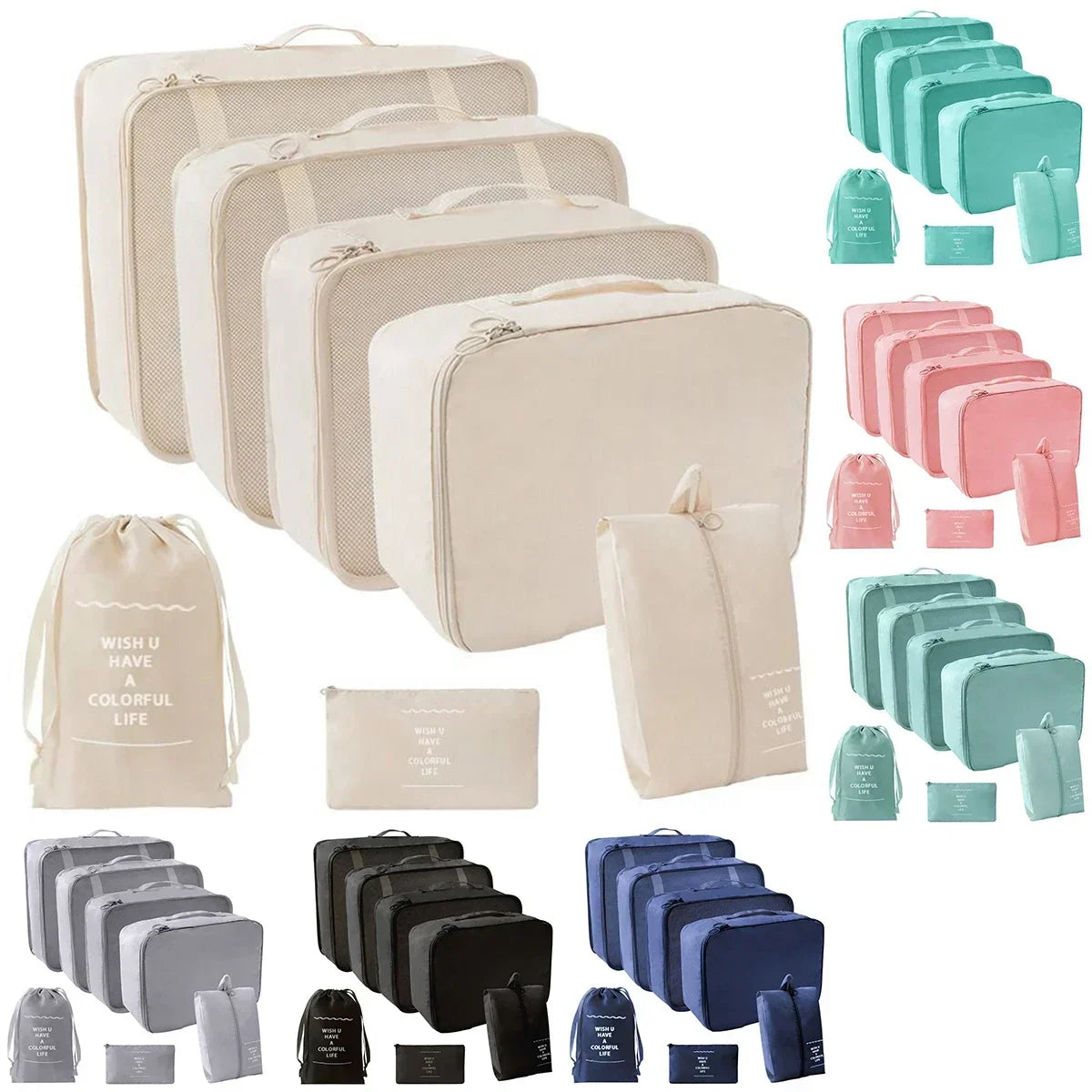 7-Piece Transparent Compression Packing Cubes – Luggage Organiser Set