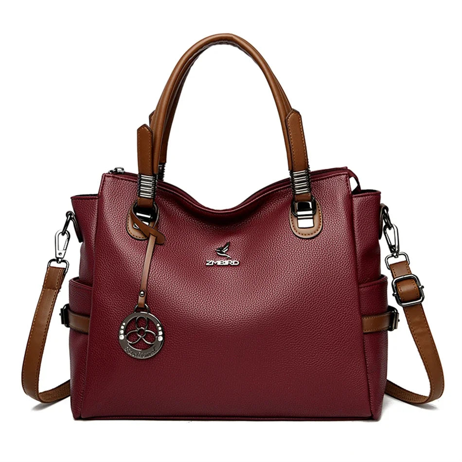 Women's Genuine Leather Crossbody Shoulder Bag – Large Luxury Handbag