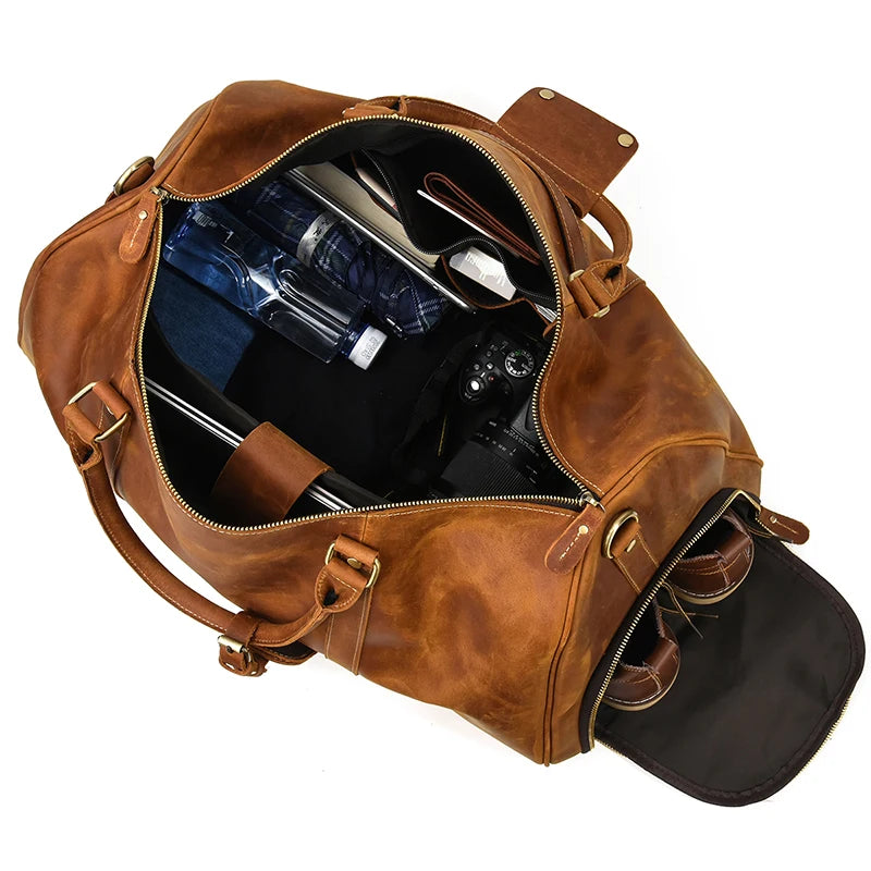 Men's Genuine Leather Duffle Bag