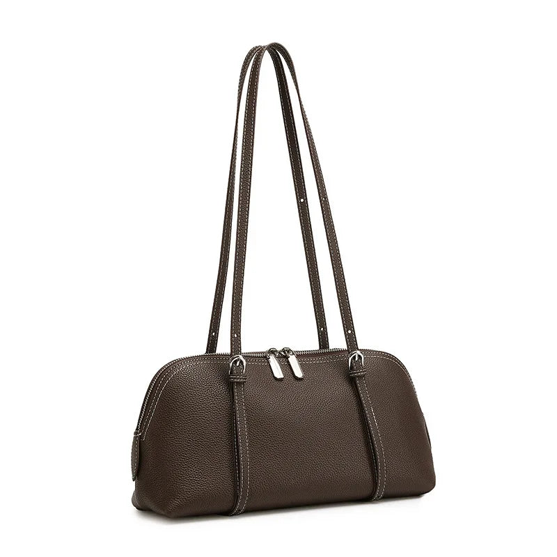 Women's Structured Leather Baguette Bag