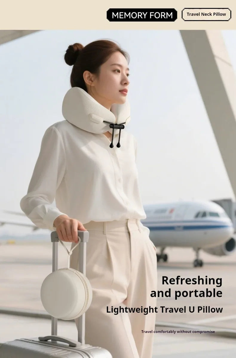Memory Foam Travel Pillow — Soft Neck Cushion for Flights & Long Journeys