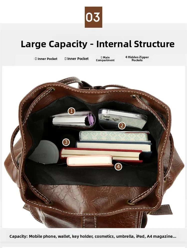 Retro Casual Travel Backpack — Waterproof Foldable Polyester Rucksack