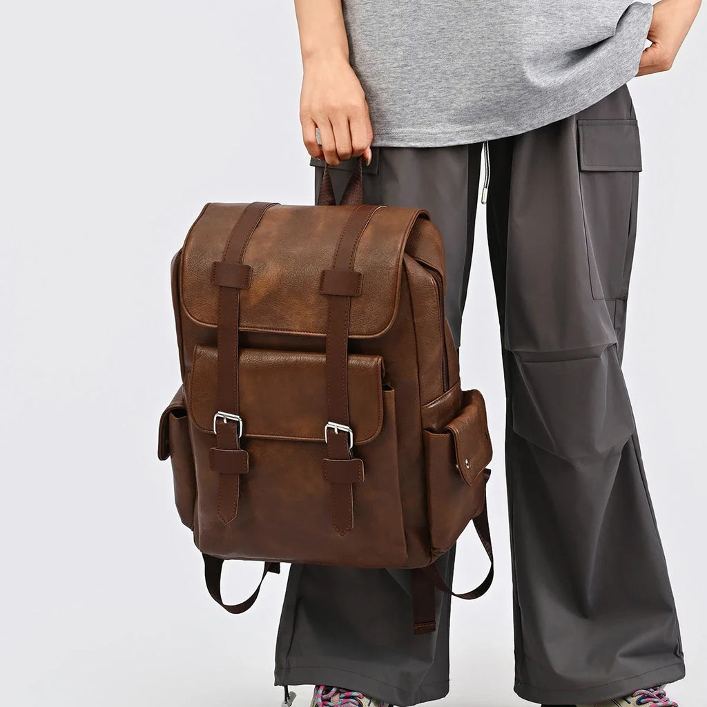 Crazy Horse Leather Backpack — Large Capacity Vintage Rucksack