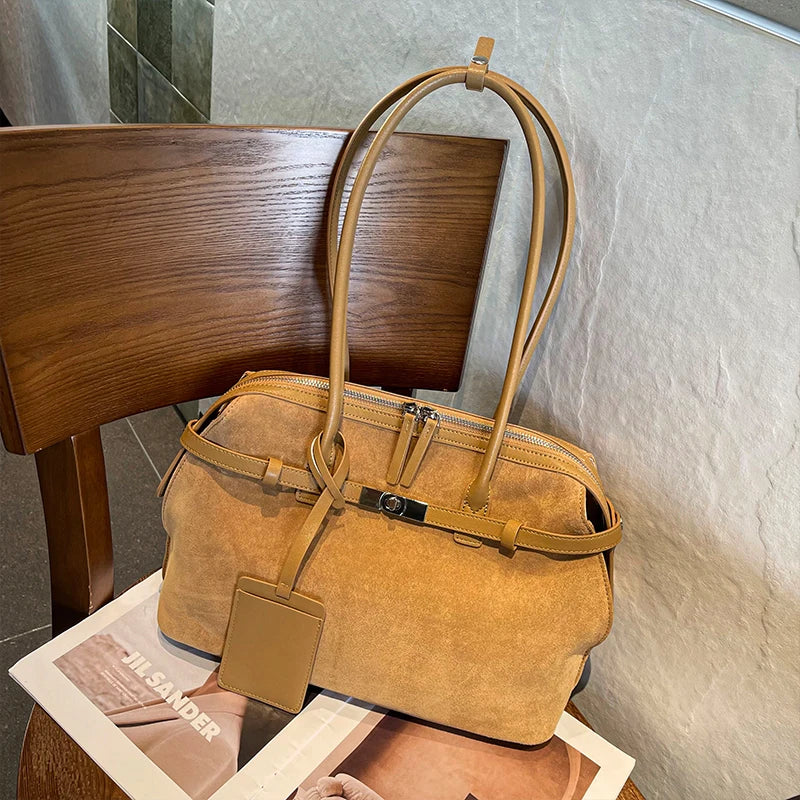 Women's Water-Resistant Suede Leather Tote