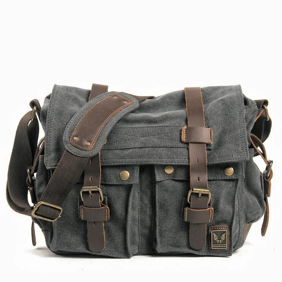 Vintage Canvas & Leather Messenger Bag