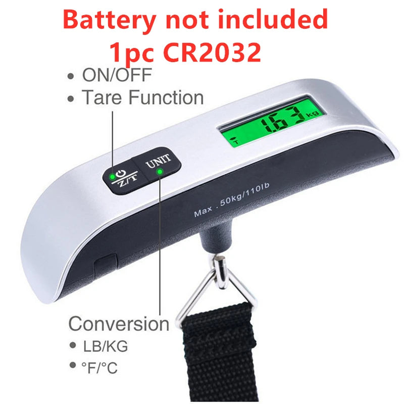 Portable Digital Luggage Scale — 110lb/50kg LCD Hanging Weigher