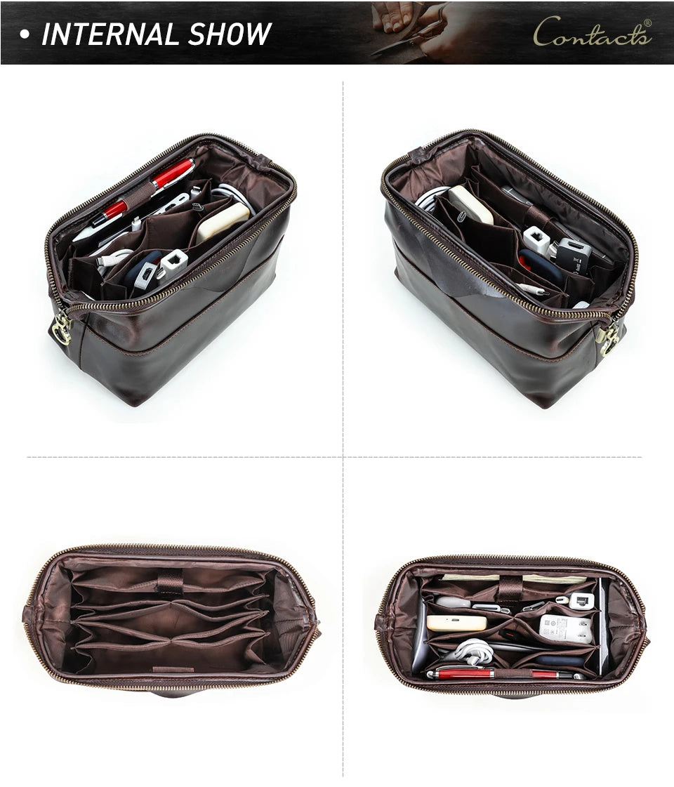 Northbound Travel Tech Clutch — Genuine Leather Cable & Accessory Organiser