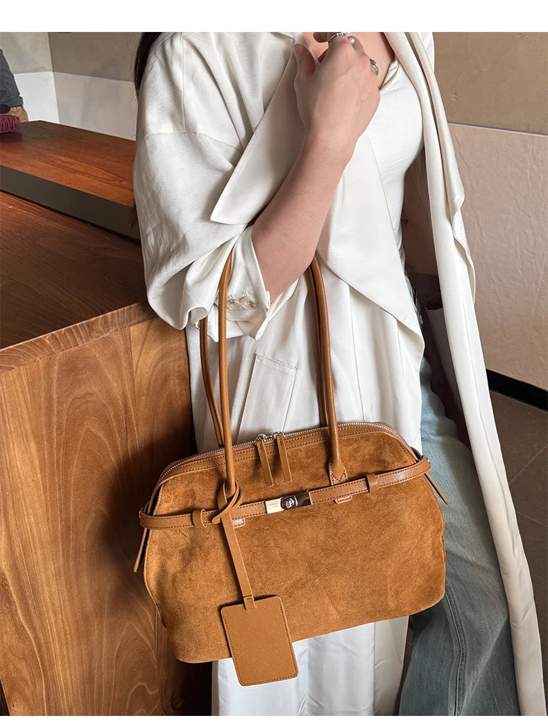 Women's Water-Resistant Suede Leather Tote