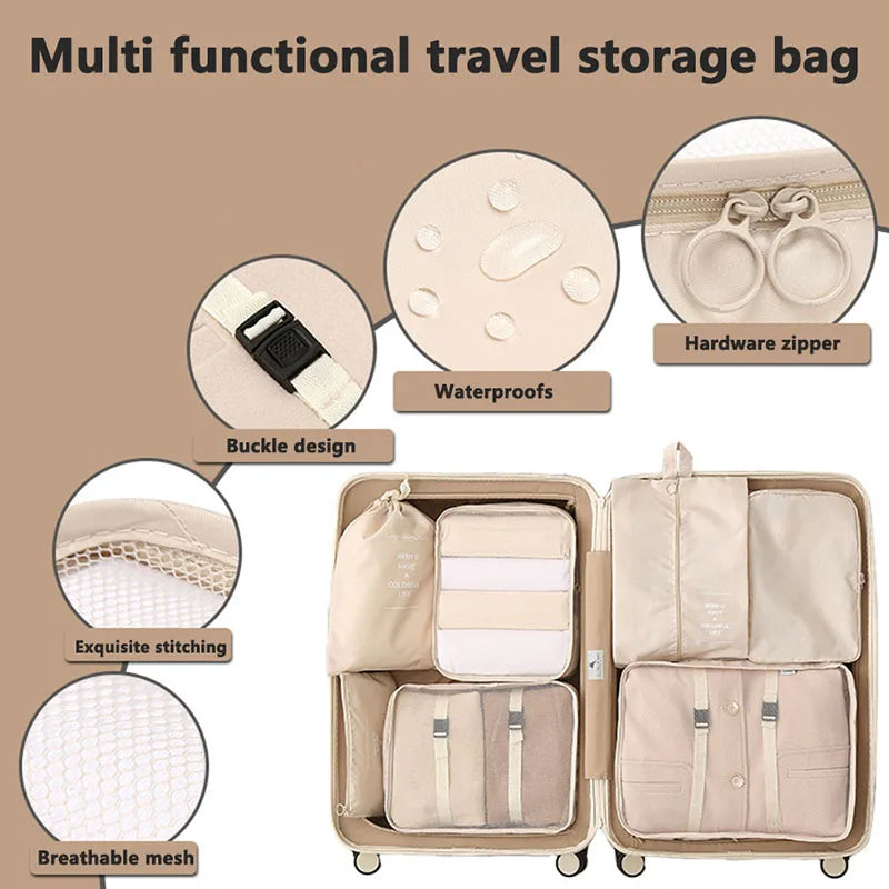 Travel Storage Bags Set – Clothes, Toiletries & Shoes Packing Organisers