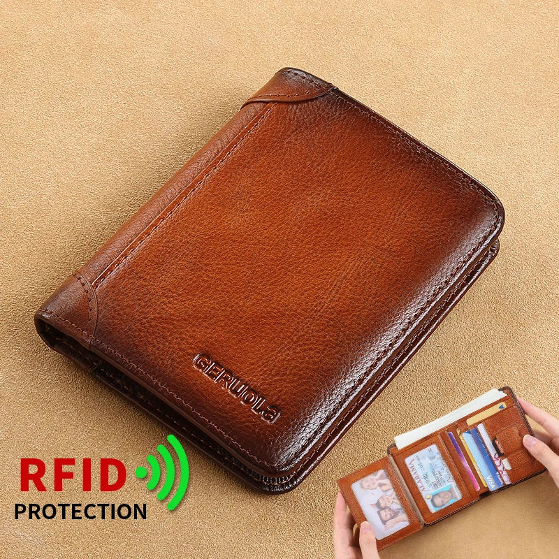 Slim RFID Leather Wallet – Bifold or Trifold
