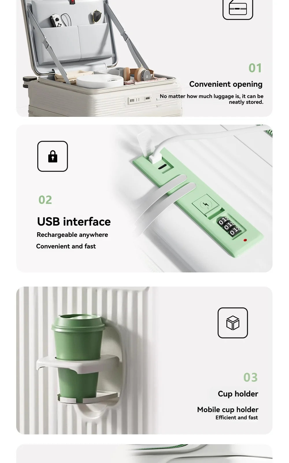 18" Cabin Suitcase with Deep Front Compartment — Unisex Boarding Bag