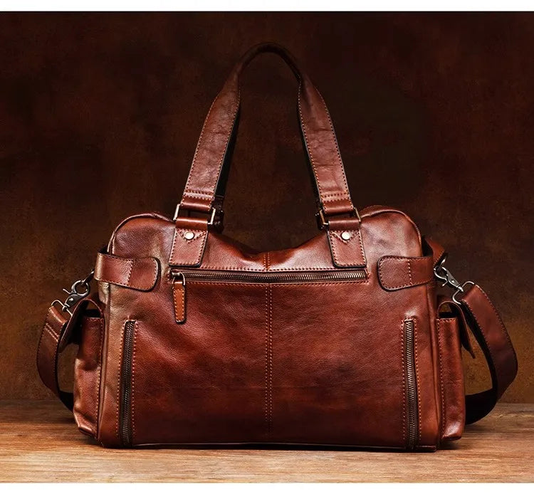 Men's Vegetable-Tanned Leather Travel Bag