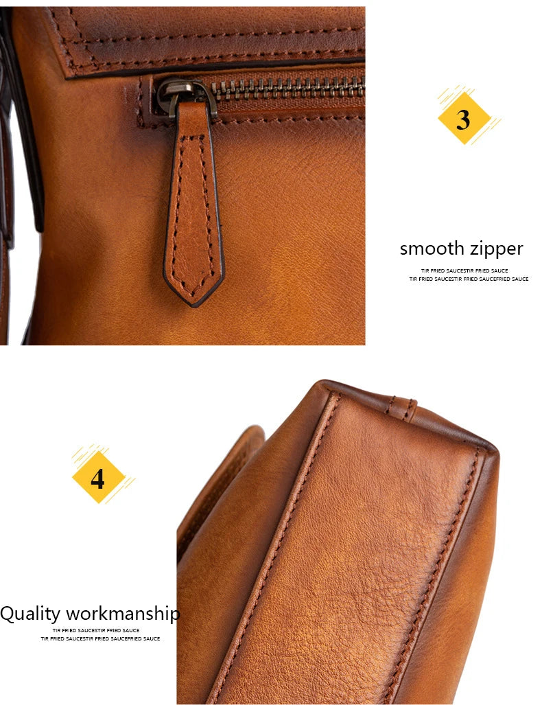 Men's Genuine Leather Briefcase – Large Capacity Shoulder Messenger Bag