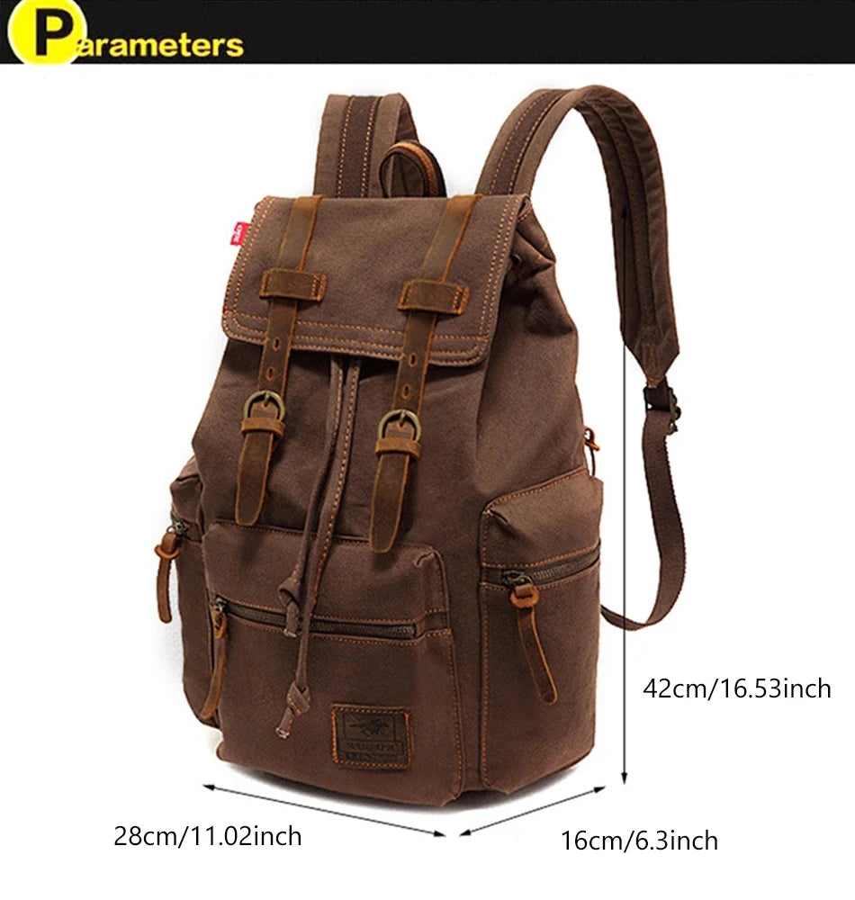 Retro Canvas Laptop Backpack — Vintage 36–55L Travel Rucksack