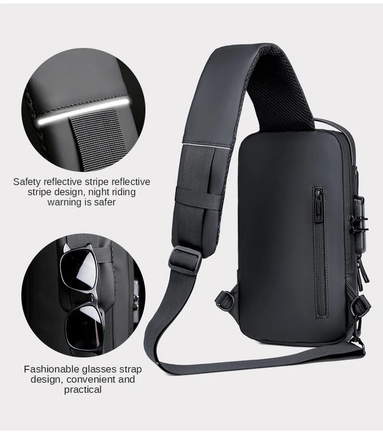 Men's Crossbody Chest Bag — Anti-Theft PU Leather Shoulder Bag