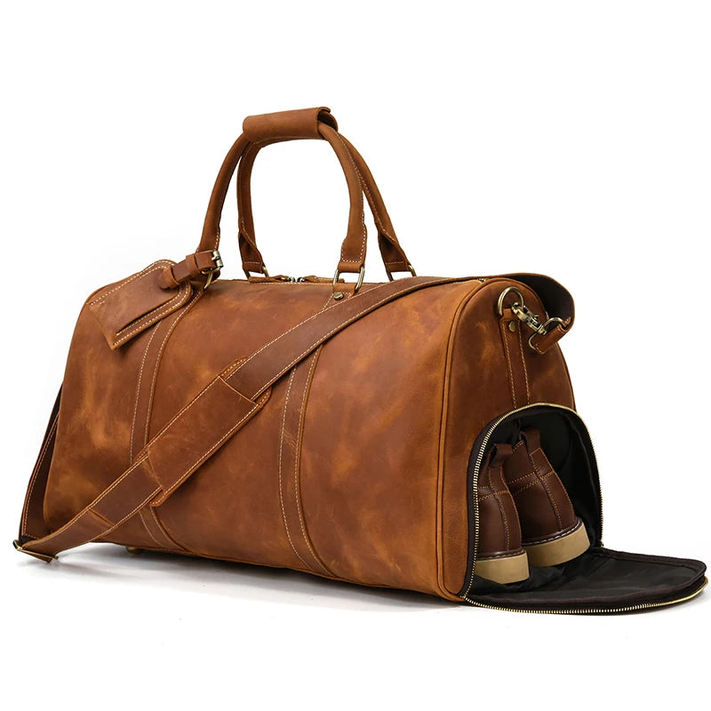 Men's Genuine Leather Duffle Bag