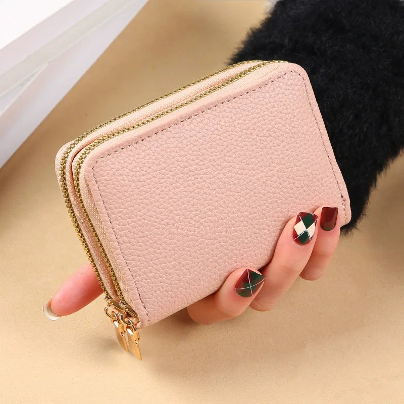RFID Mini Wallet — Unisex PU Leather Zip Coin Purse
