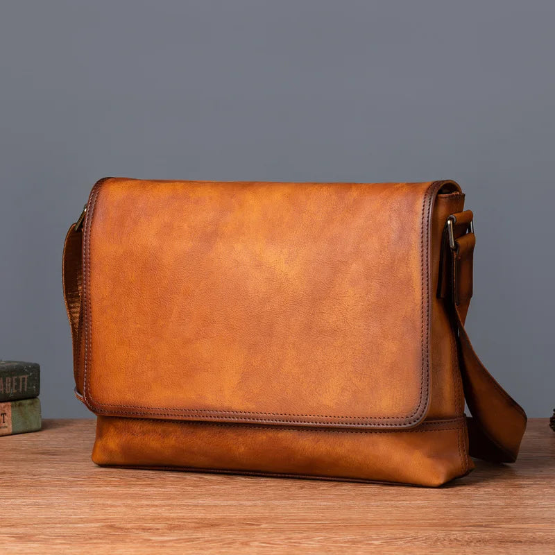Men's Genuine Leather Briefcase – Large Capacity Shoulder Messenger Bag