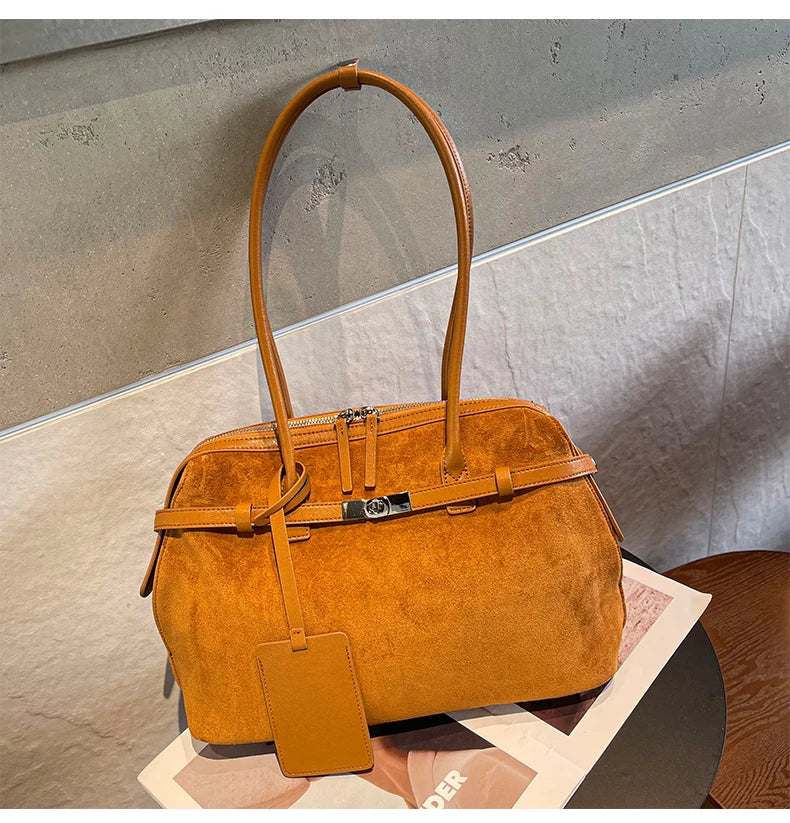 Women's Water-Resistant Suede Leather Tote