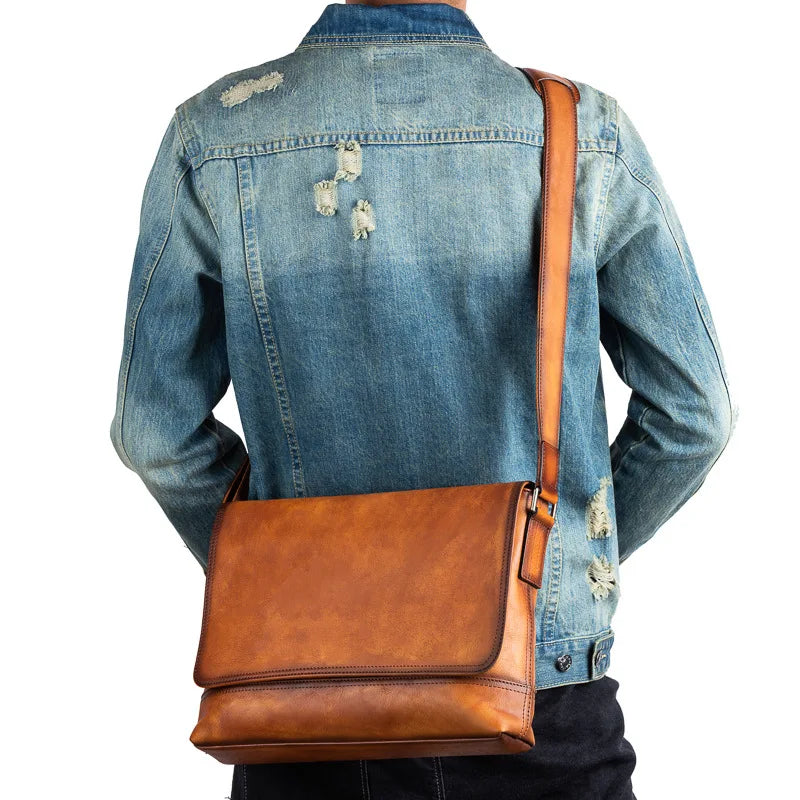Men's Genuine Leather Briefcase – Large Capacity Shoulder Messenger Bag