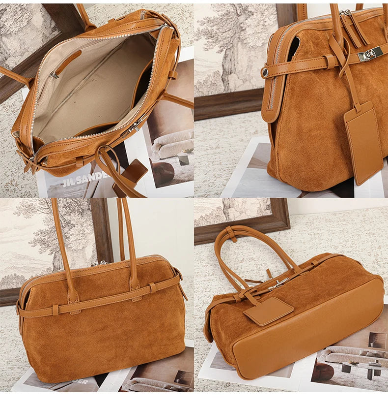Women's Water-Resistant Suede Leather Tote