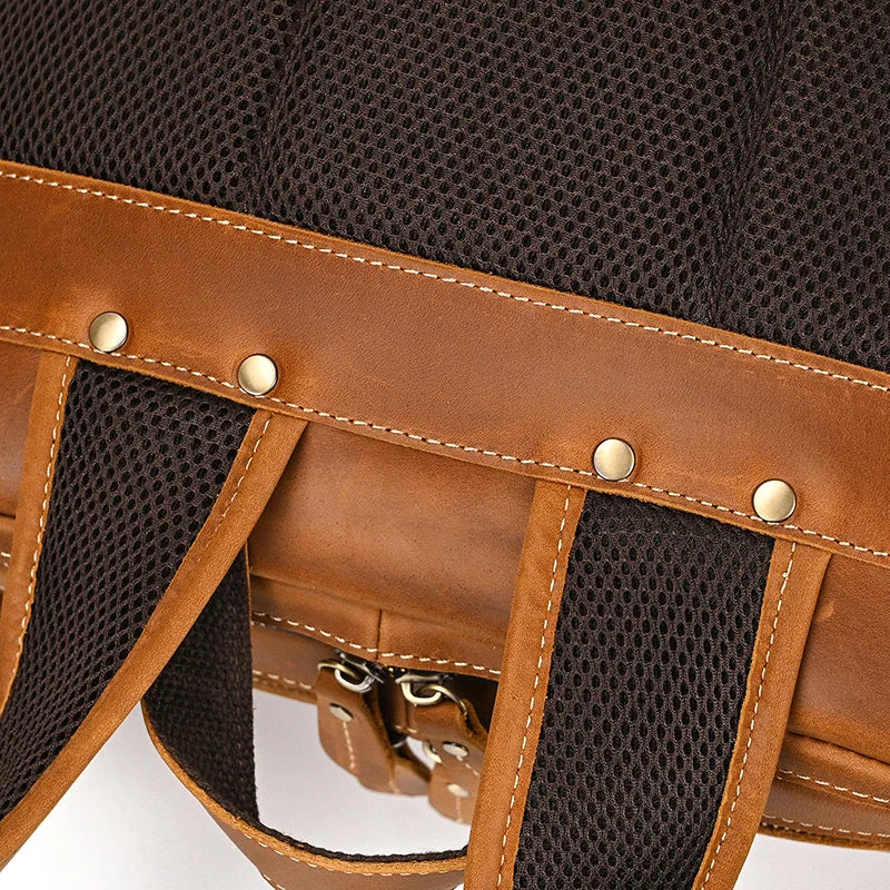 Unisex Vintage Crazy Horse Leather Backpack