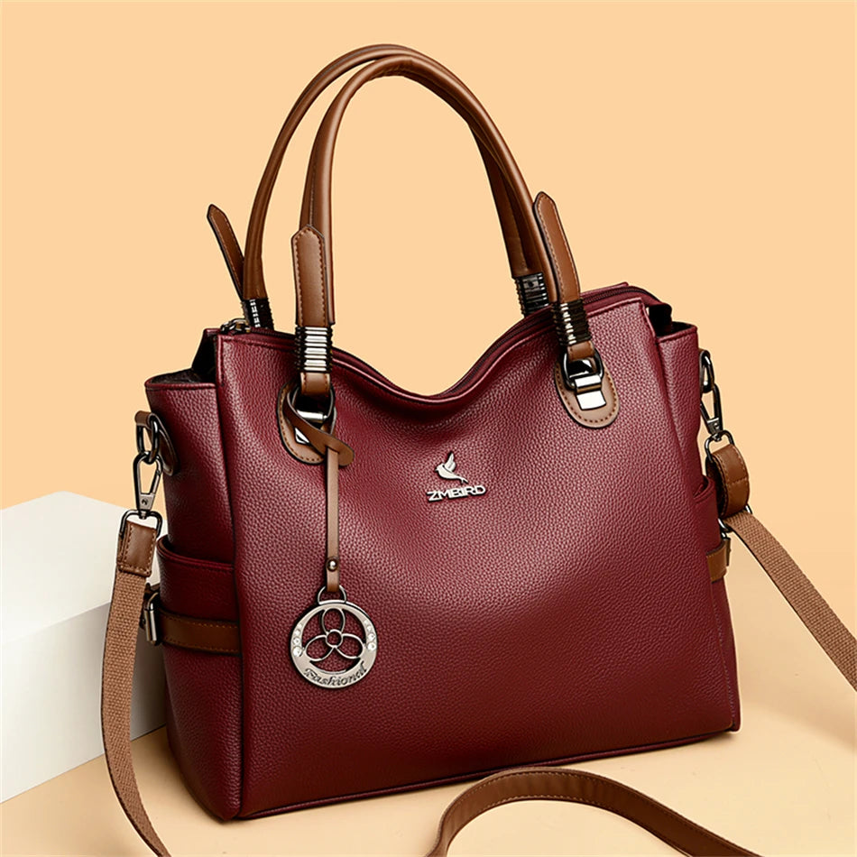 Women's Genuine Leather Crossbody Shoulder Bag – Large Luxury Handbag