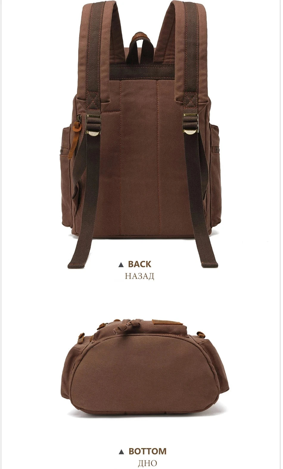Retro Canvas Laptop Backpack — Vintage 36–55L Travel Rucksack