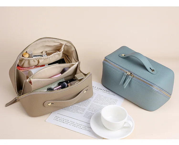 Genuine Leather Travel Cosmetic Bag