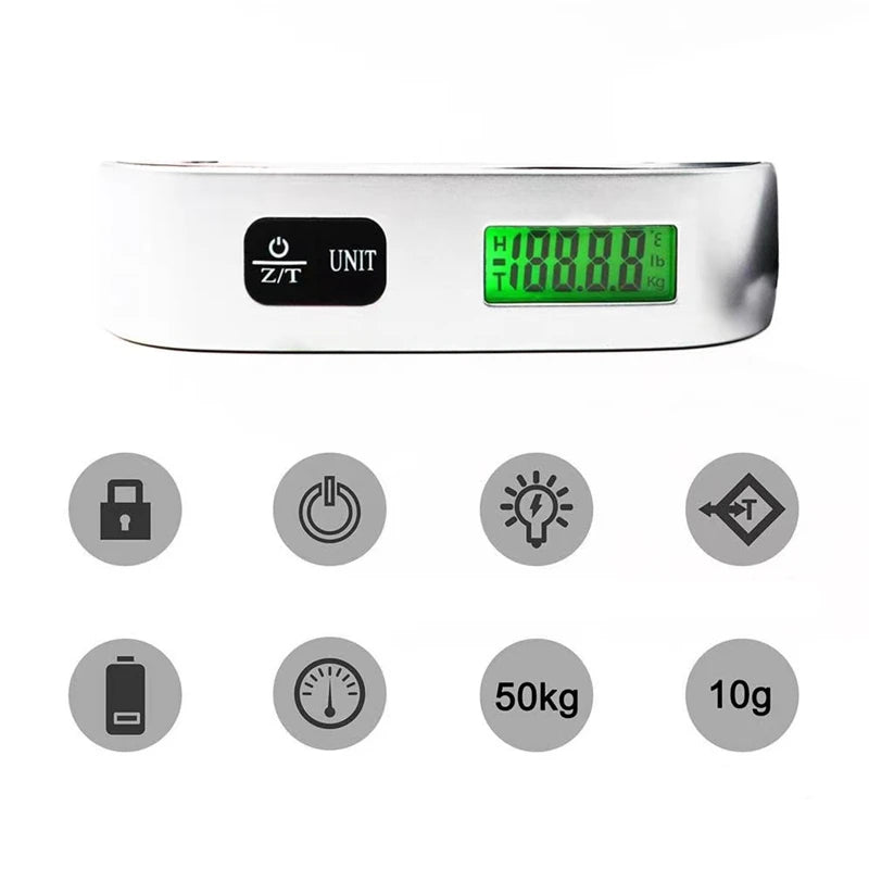 Portable Digital Luggage Scale — 110lb/50kg LCD Hanging Weigher