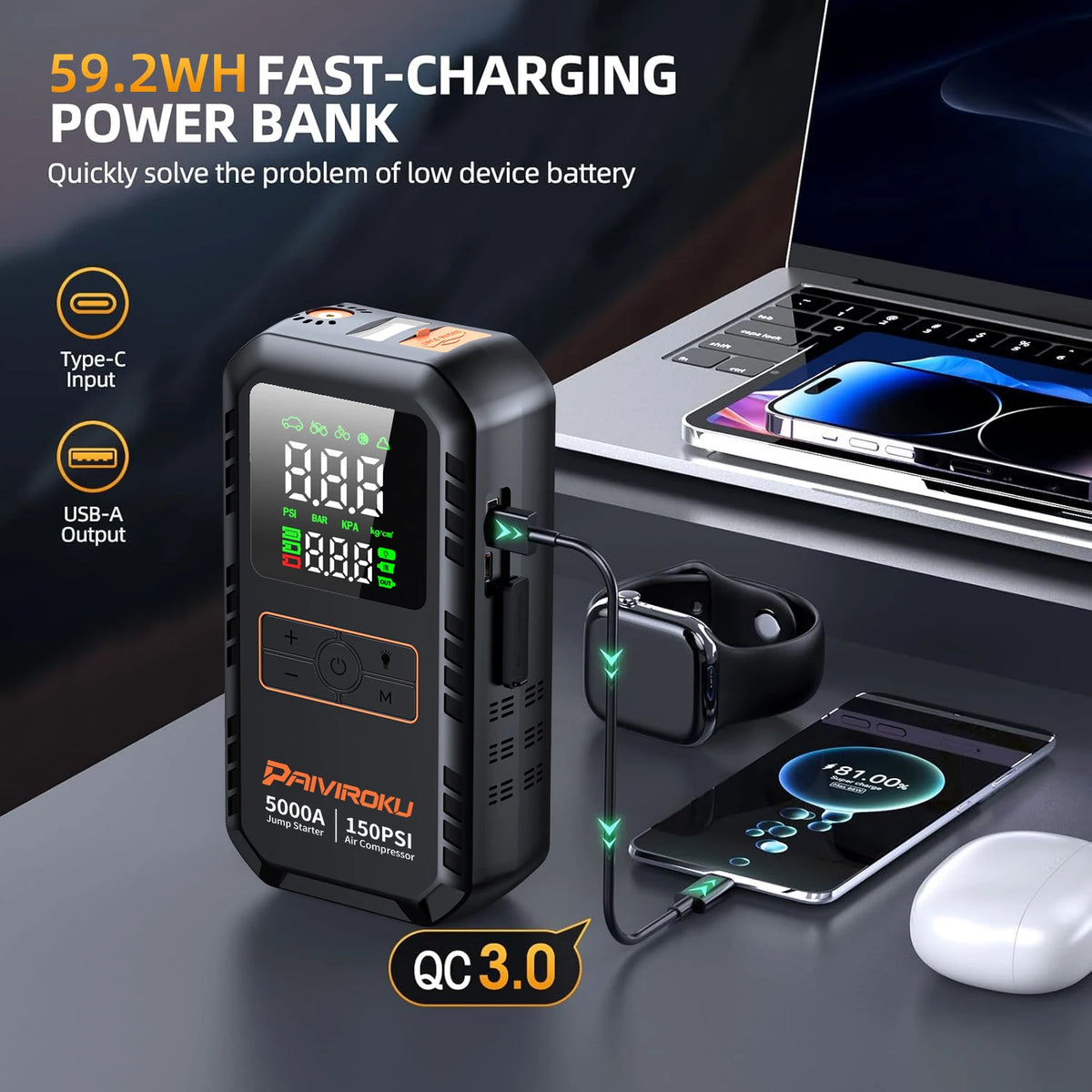 Northbound 4-in-1 Jump Starter — Portable Power Bank with Air Compressor