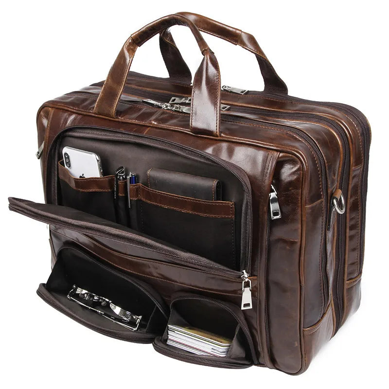 Men's Leather Shoulder Briefcase