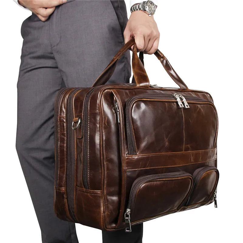 Men's Leather Shoulder Briefcase