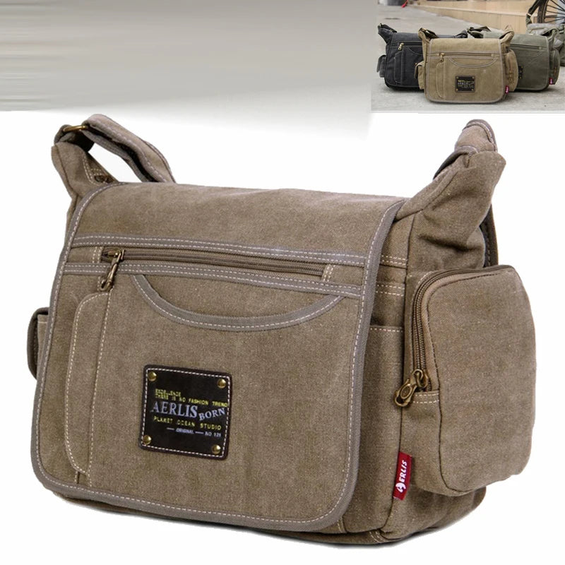 Men's Vintage Canvas Crossbody Bag