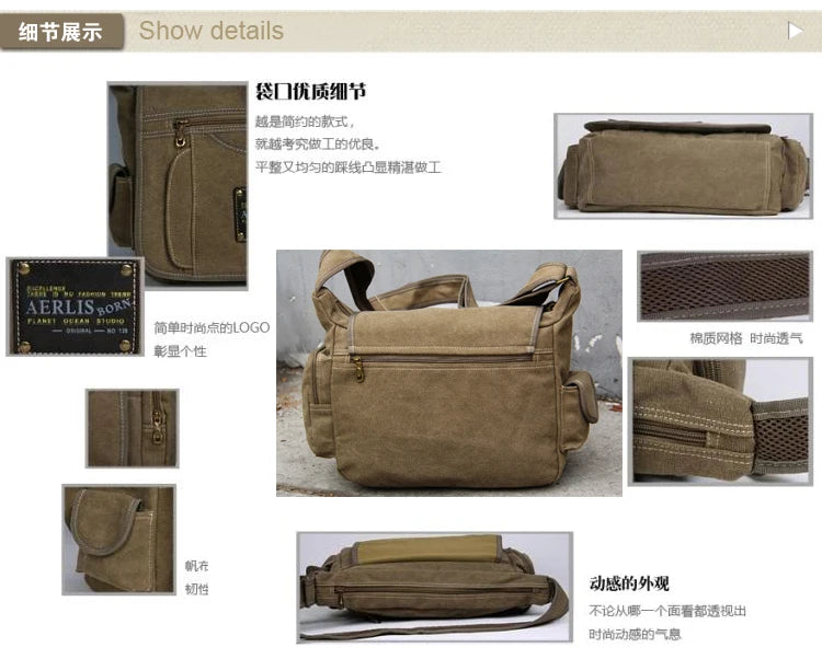 Men's Vintage Canvas Crossbody Bag