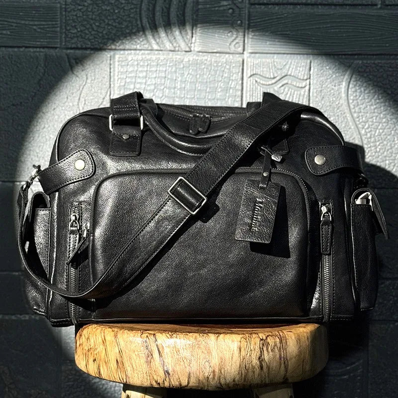 Men's Vegetable-Tanned Leather Travel Bag