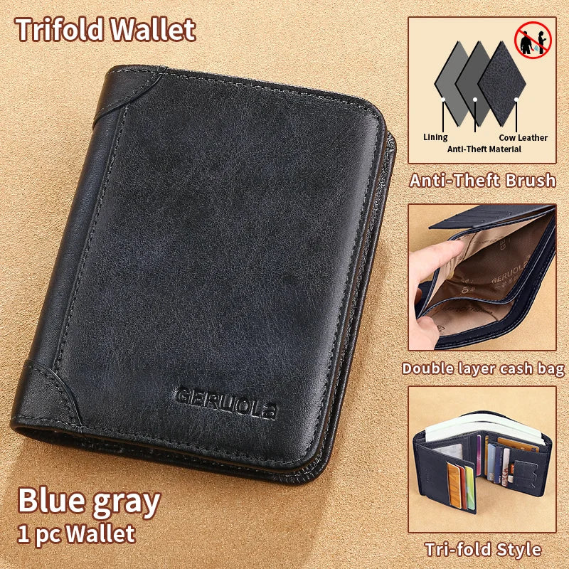 Slim RFID Leather Wallet – Bifold or Trifold