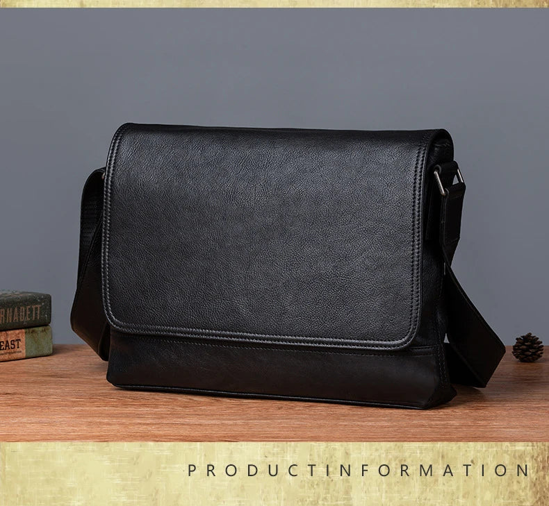 Men's Genuine Leather Briefcase – Large Capacity Shoulder Messenger Bag