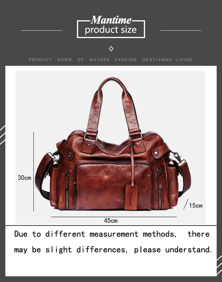 Men's Vegetable-Tanned Leather Travel Bag